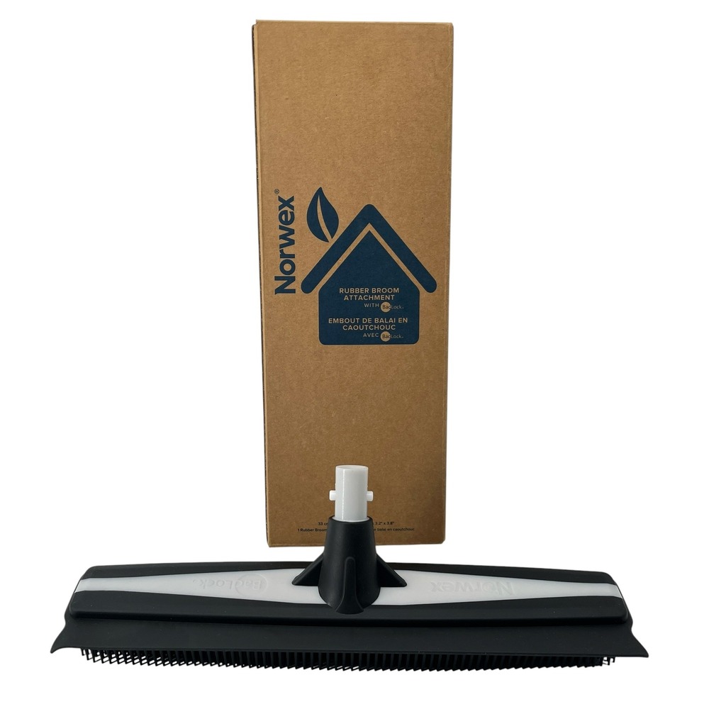 Norwex Rubber Broom Attachment with BacLock Black White Head New